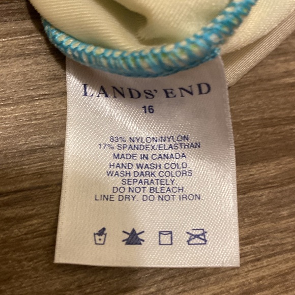 Lands End one-piece halter neck in blue and green design - Picture 6 of 6